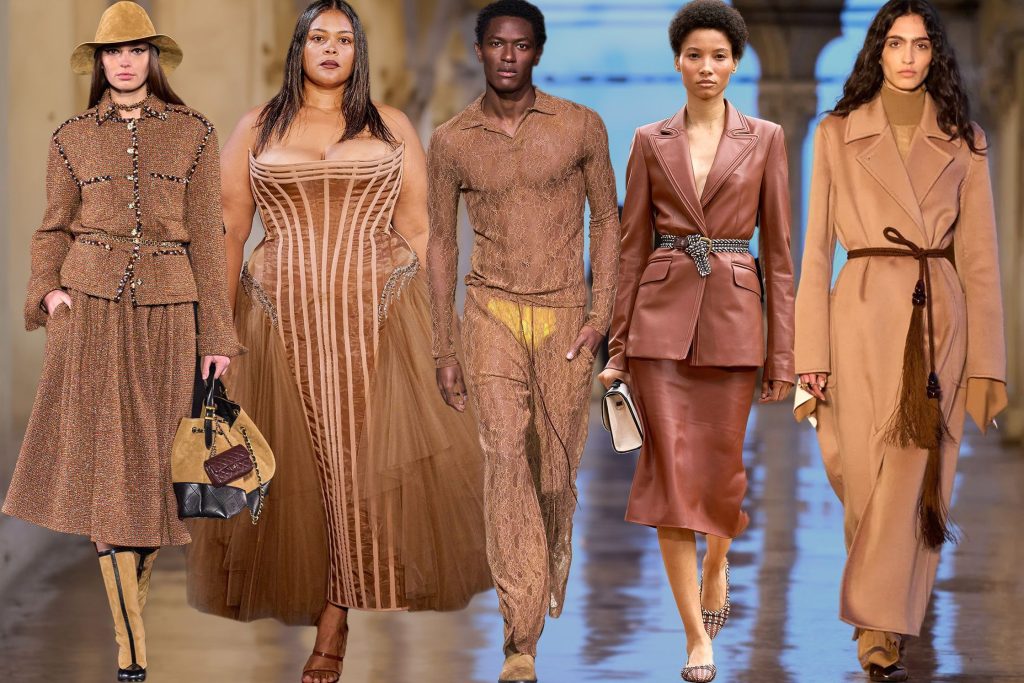 Fashion 2025 in mocha mousse, the Pantone colour of 2025