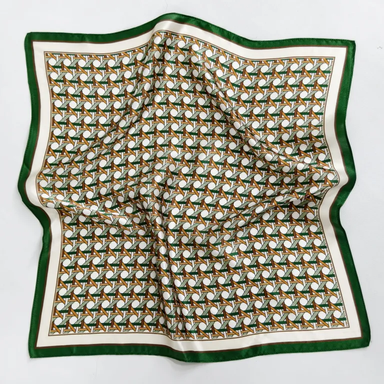 green and mocha mousse geometric silk scarf 