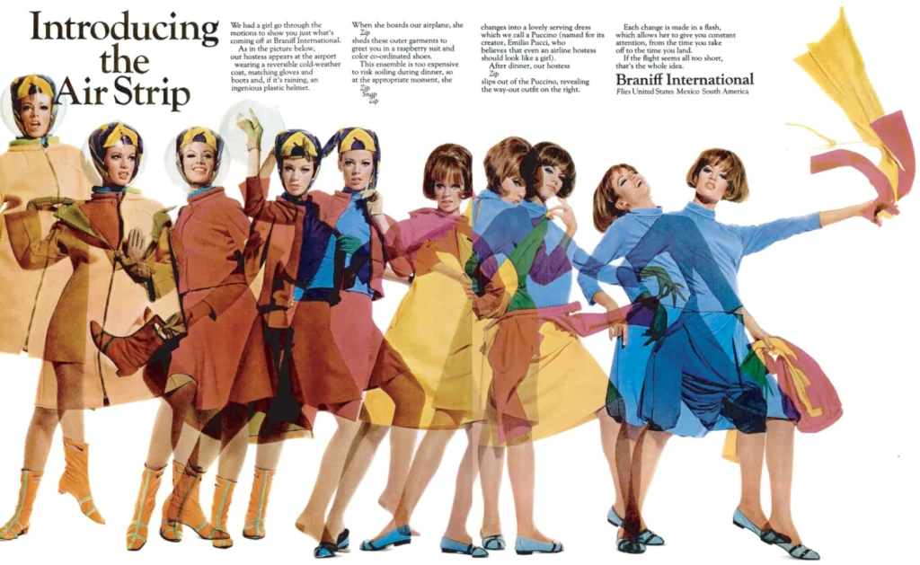 airline uniforms for Braniff International in the 1960s